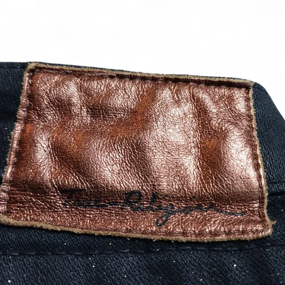 True Religion Serena Y2K Glitter Jeans Size 27 Dark Wash Skinny Made in USA - Picture 9 of 14